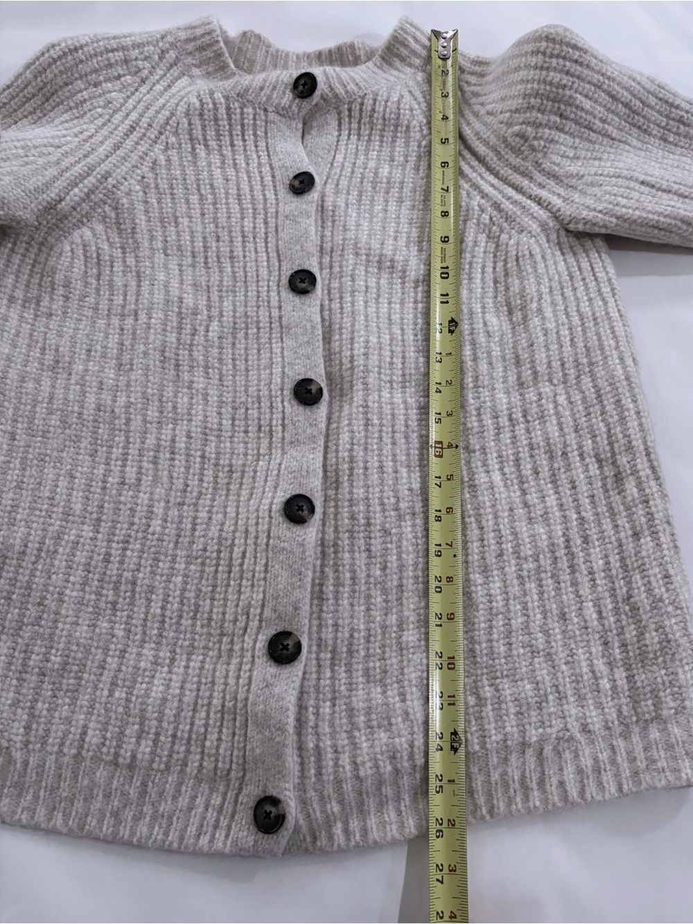 Everlane Fisherman Cardigan Heathered Oak Women M Alpaca Wool Quiet Luxury - Picture 12 of 12